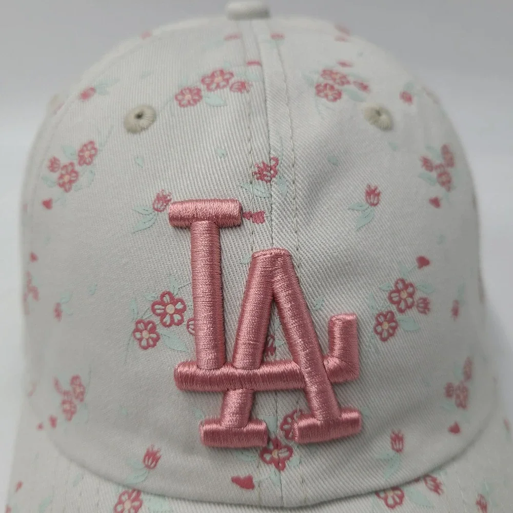 Women Los Angeles Dodgers Hat Strapback New Era Gray Pink Floral All Over Print